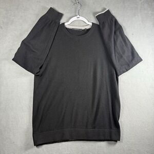 Greyson Wool Cashmere Crewneck Sweater Mens Large Black Luxury Golf Pullover